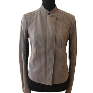 FREE PEOPLE COOL AND CLEAN FAUX LEATHER MOTO JACKET GRAY GREEN SIZE 4